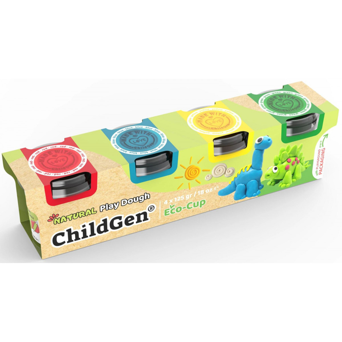 Plastelína ChildGen EcoCup 4ks - Dinosaurus