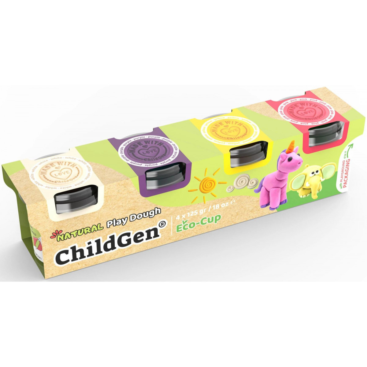 Plastelína ChildGen EcoCup 4ks - Jednorožec