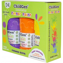Umývatelné prstové farby ChildGen 3x 350ml - žltá,oranžová,fialová