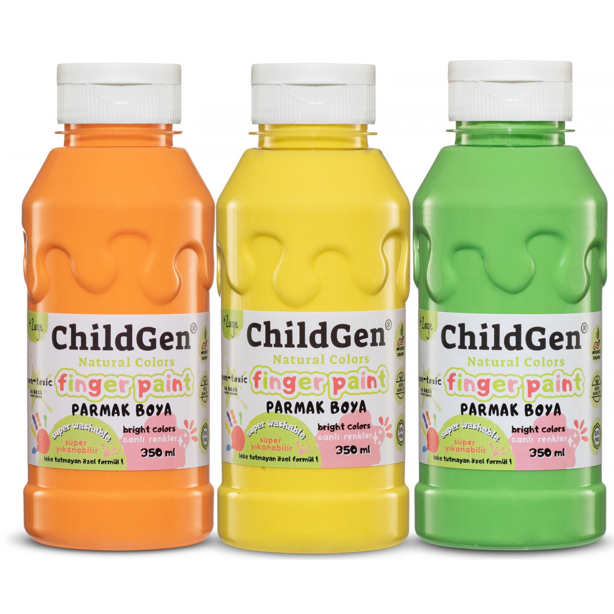 Umývatelne prstové farby ChildGen 3x 350ml - pastelové