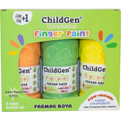 Umývatelne prstové farby ChildGen 3x 350ml - pastelové