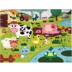 Puzzle dotykové Zvieratká na farme s textúrou 20 ks senzorické